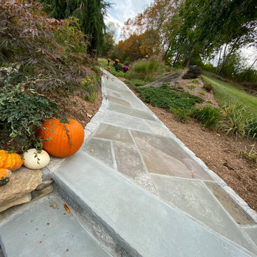 Natural Cleft Bluestone Walkway with Belgian Block Border