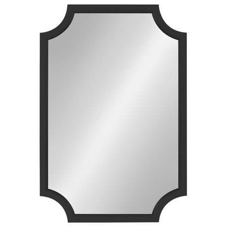 Kate and Laurel, Hogan Wood Framed Mirror With Scallop Corners, 24 x 36", Black