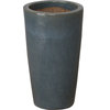 Small Round Tall Planter, Blue