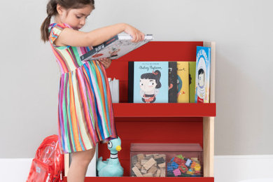 Minimo Modern Kids Bookcase (maple/red)