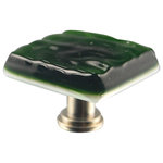 Glass Storm Studios - Emerald Handmade Glass, Knob - Textured, layered and glittering emerald glass. All our products are handmade to order.  Important: Do not use an electric drill or electric screwdriver.