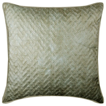 14 x 14 inch Chevron & Quilted Gray Leather Throw Pillow Cover