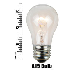 A15 15 Watt Clear Transparent Patio Bulb - Outdoor Hanging Lights