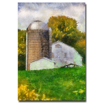 'Barn and Silo' Canvas Art by Lois Bryan