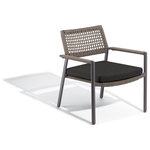 Oxford Garden - Eiland Club Chair, Carbon, Composite Cord Mocha, Pepper Cushions, Set of 2 - With a subtle, sophisticated look, this Club Chair set will complement a variety of spaces. Ideally suited for outdoor applications, these low-maintenance, durable chairs feature welded construction, durable yet lightweight powder-coated aluminum, and PVC-coated polyester composite cord. The open weave makes for an extremely comfortable seat and allows air to flow through, creating a lightweight seating solution that stays put in the windiest of conditions. Ideally suited for commercial applications, this versatile club chair is the perfect complement to any outdoor space and conveniently stacks for easy storage. Quick-drying cushions in weather-resistant Pepper Gray polyolefin provide an additional level comfort and support.
