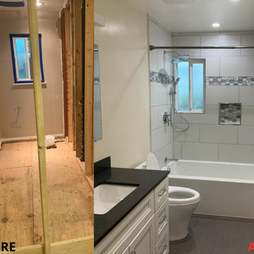 Before and After Full Bathroom Remodel with Bathtub