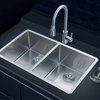 Undermount Stainless Steel Kitchen Sink, 33", Double Bowl