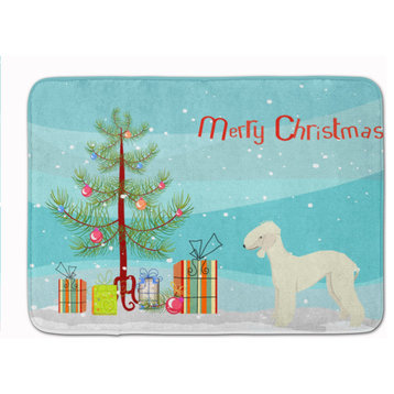 Bedlington Terrier Christmas Tree Machine Washable Memory Foam Mat Doormats