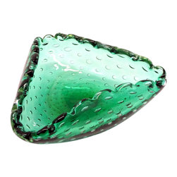 Murano Emerald Green Bubble Glass Bowl - Decorative Bowls