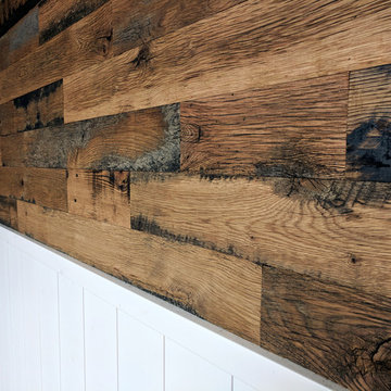 Recycled pallet and reclaimed wood paneling