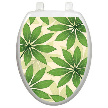 Floating Leaves Toilet Tattoos Seat Cover, Vinyl Lid Decal, Bathroom Decoration, Elongated