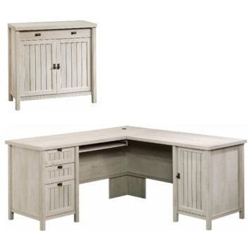 Home Square 2-Piece Set with L Shaped Computer Desk & Accent Chest