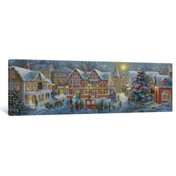 "Christmas Village" by Nicky Boehme, Canvas Print, 36x12"