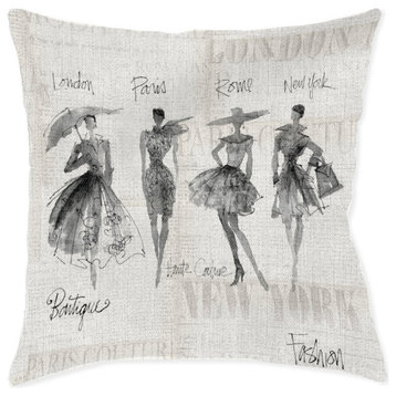 Laural Home Fashion Sketchbook Black 17" x 18" Woven Decorative Pillow