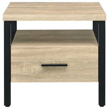 Yawan Accent Table, Oak and Black Finish