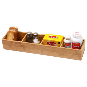 YBM HOME Bamboo 4 Compartment Organizer Tray for Drawers