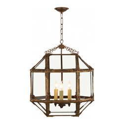 Visual Comfort - Morris Lantern Pendant, 3-Light, Gilded Iron, Clear Glass, 18.5"W - Pendant Lighting