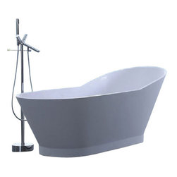ADM Bathroom Design - ADM Slippered Freestanding Bathtub, Matte White, 66.1" - Bathtubs