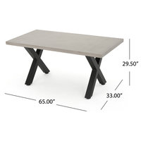 GDF Studio Galatian Outdoor Concrete Dining Table With Black Iron Legs