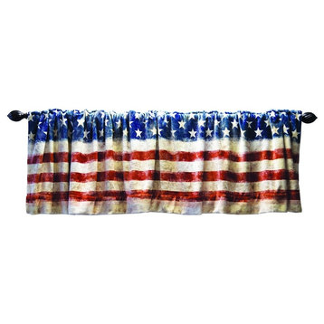 Carstens Wrangler Stars & Stripes USA American Flag Curtain Valence, 80"x15"