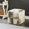 Contemporary Gray Leather Stool 95920