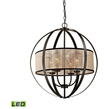 Glam Luxe Traditional Four Light Chandelier in Oil Rubbed Bronze Finish