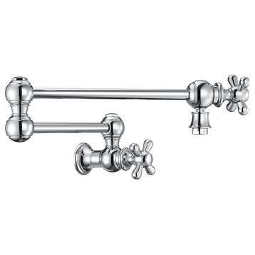 Whitehaus WHKPFCR3-9550-NT-C Pot Filler With Cross Handles, Polished Chrome