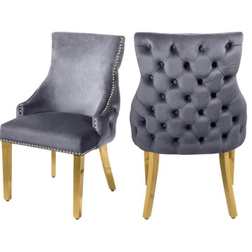 The Sovereign Dining Chair, Set of 2, Gray Velvet