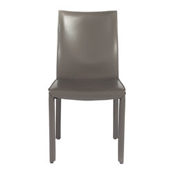 Emma High Back Leather Dining Chair | Grey (Set of 2) - Dining Chairs