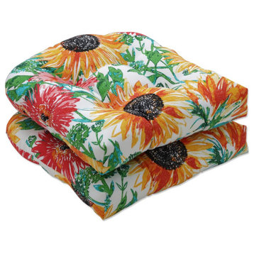Sunflowers Sunburst Wicker Seat Cushion, Set of 2