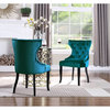 Set of 2 Dining Chair, Velvet Seat & Button Tufted Curved Hourglass Back, Teal