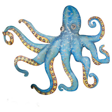 HAND HAMMERED RECYCLED METAL OCTOPUS WALL HANGING