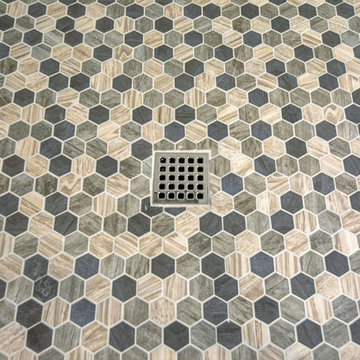 Hex flooring & Calcutta tiles in Master bath in Henderson