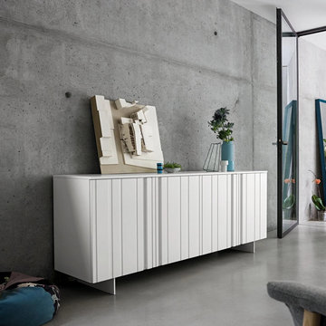 Design white 4 carved door sideboard by Dall'Agnese