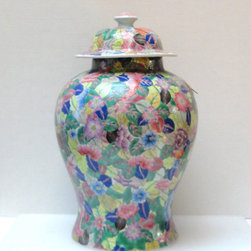 Chinese Mutli-color Flower Motif Fat Porcelain Jar - Decorative Objects And Figurines