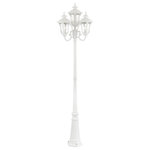 Livex Lighting - Textured White Traditional, Victorian, Sculptural, Outdoor Post Light - From the Oxford outdoor lantern collection, this traditional cast aluminum upward facing four-head ground post light design will add curb appeal to any home. It features a handsome, antique-style base and decorative arms. Clear water glass casts an appealing light and lends to its vintage charm. The cast aluminum ornamental post base, arms and sculptural details are all finished in a textured white. With superb craftsmanship and affordable price, this fixture is sure to tastefully indulge your senses.