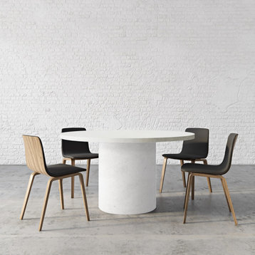Aura Round Concrete Dining Table, White Linen