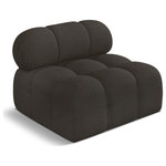 Meridian Furniture - Ames Boucle Fabric Modular Chair, Brown, Armless Chair - Introduce a touch of modern sophistication to your living area with the exquisite Ames Boucle Fabric Armless Chair. With plush brown boucle fabric and unique design, it will elevate the visual appeal of your living space. This elegant and captivating armless chair an be mixed and matched with other pieces from the collection to create an endless array of stunning looks. So, get ready to transform your living area into an inviting and stylish haven with the Ames Boucle Fabric Armless chair.