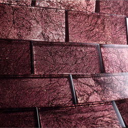 2x4 Glossy Glitter Red Velvet Sky Subway Glass Mosaic Tiles - Home Accessories & Decor