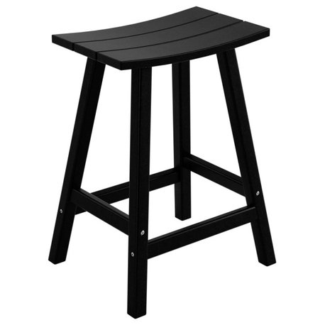 WestinTrends 24" Outdoor Patio Adirondack Plastic Counter Stool, Saddle Seat, Black