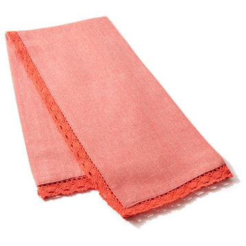 Lacey Lace Tea Towel, Raspberry