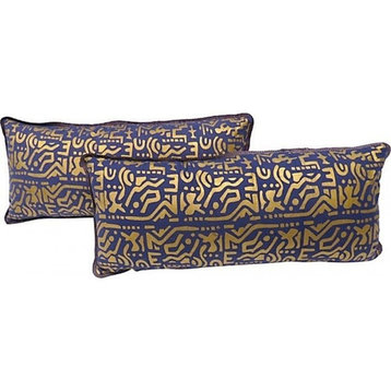 Pair of Purple/Gold Lumbar Pillows
