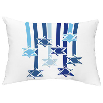 Shooting Stars 14"x20" Decorative Hanukkah Outdoor Pillow, White
