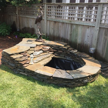 Bluestone fountain, walkway and wall in Kenwood, Minneapolis