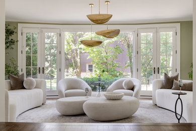 Example of a large transitional dark wood floor and brown floor sunroom design in Toronto with a standard ceiling