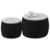Matt black end table metal & wood coffee table accent side table