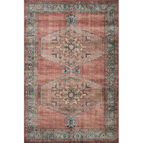 Loloi II Heidi HEI05 Spice and Aqua Area Rug, 2'6"x7'6"
