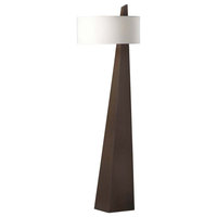 Nova of California Obelisk Modern Style Floor Lamp, Brown, White Linen Shade