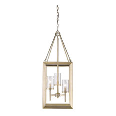 Smyth 3 Light Pendant, White Gold With Clear Glass