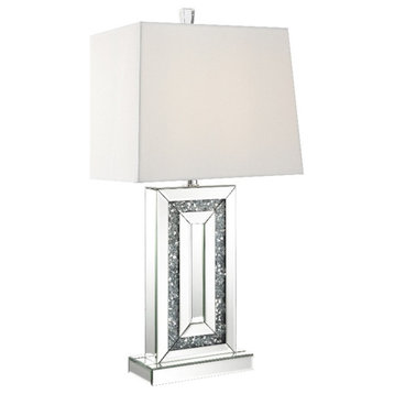 Coaster Contemporary Wood 1-Light Square Shade Table Lamp in Mirrored